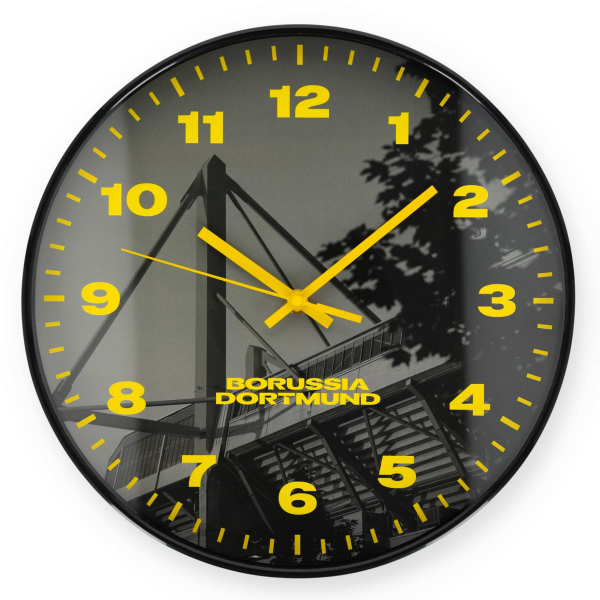 Borussia Dortmund BVB Wanduhr Stadion 30 cm Schwarz-Gelb